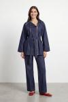 DİK YAKA KOT TAKIM Mavi